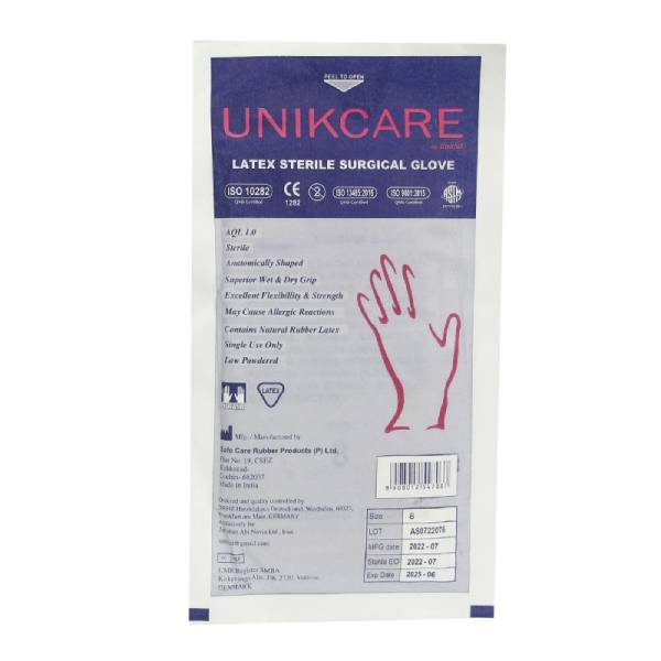 دستکش-جراحی-یونیکر-کم-پودر-UNIKCARE دستکش جراحی کم پودر UNIKCARE - تصویر 1
